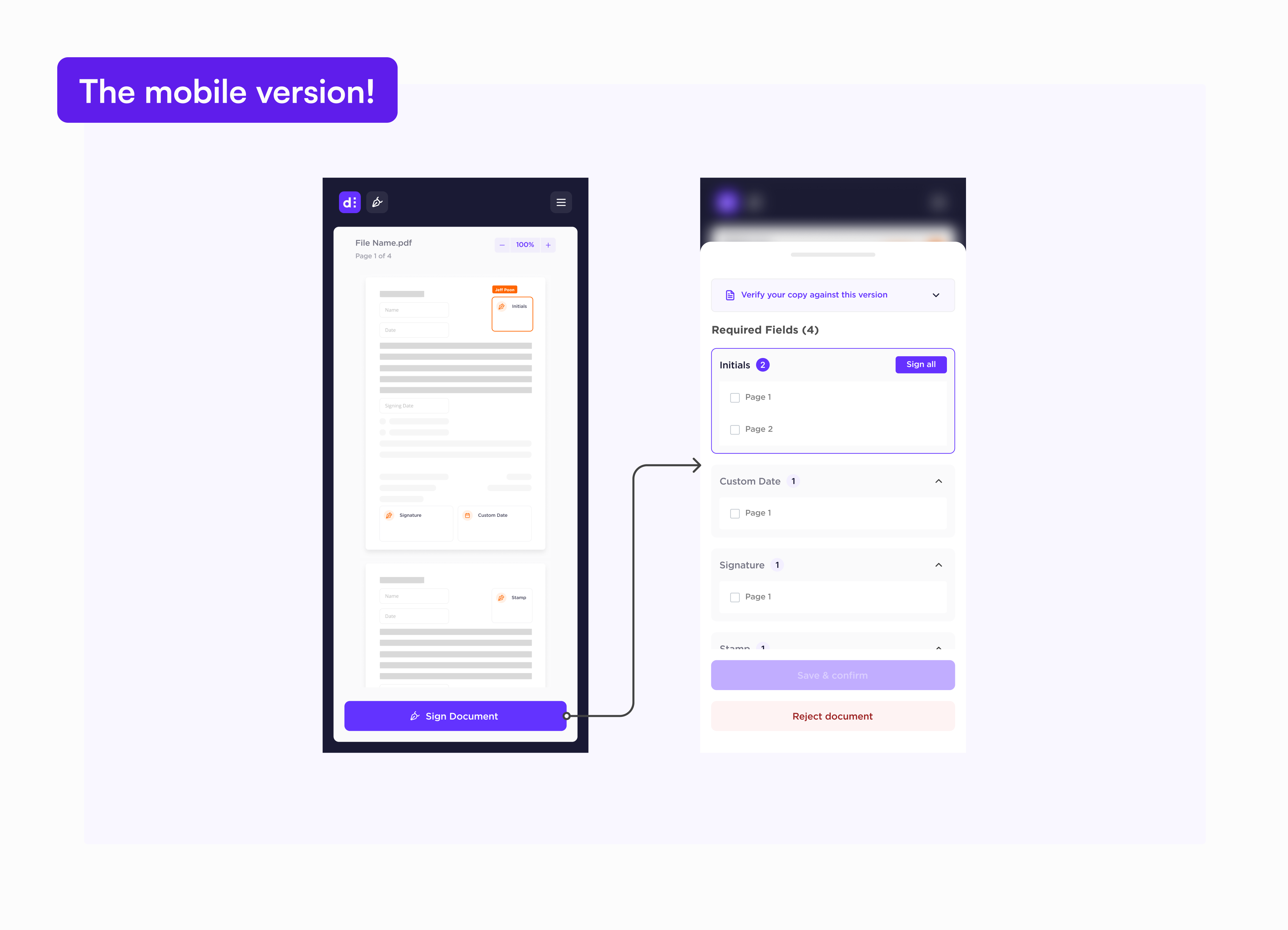 dSign mobile signing interface